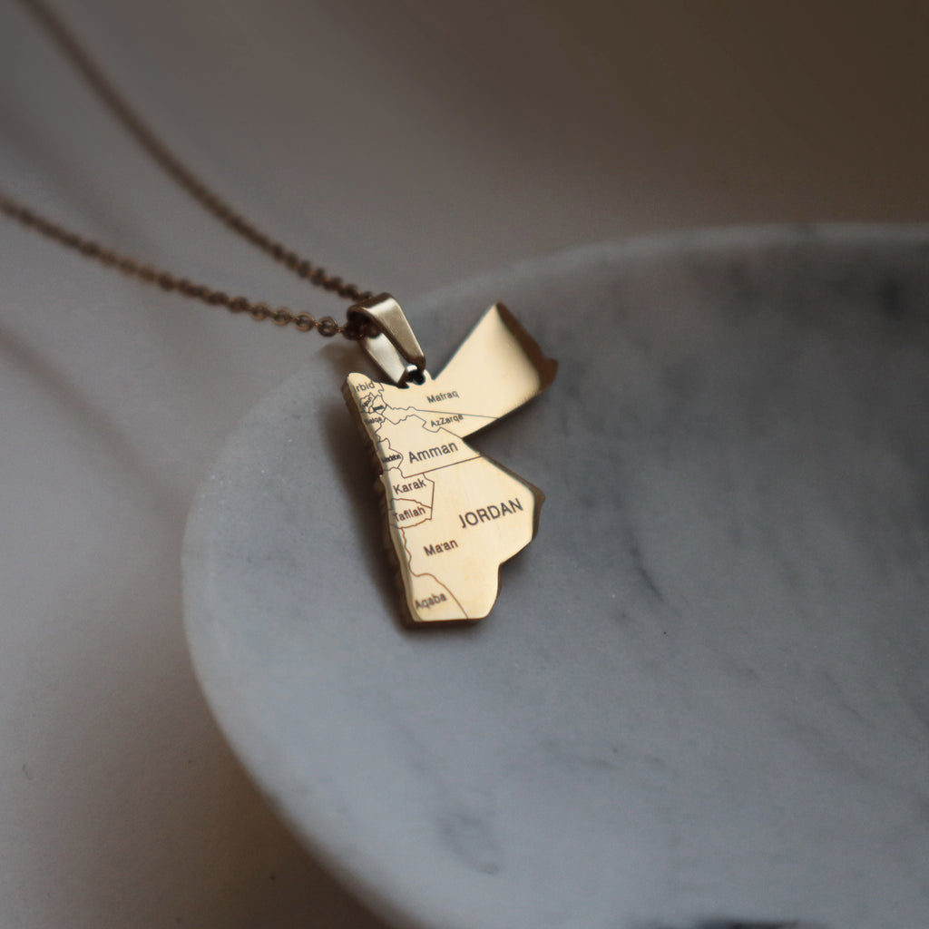 Jordan country map necklace 18k gold plated on stainless steel