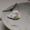 Men's Zimbabwe flag necklace silver plated on stainless steel