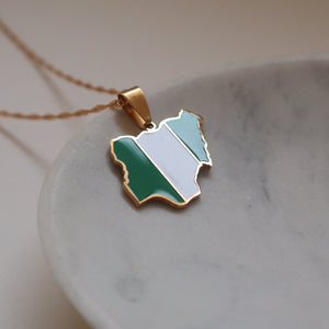 Nigeria flag necklace 18k gold plated in stainless steel