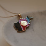 afghanistan flag necklace 18k gold plated on stainless steel