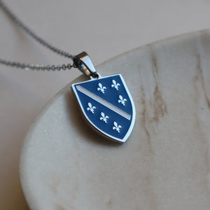Bosnia old flag necklace ljiljan 18k gold plated on stainless steel