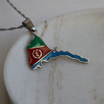 Eritrea flag necklace silver plated on stainless steel