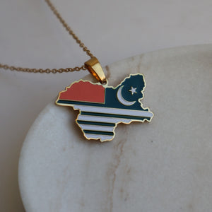 kashmir flag necklace 18k gold plated stainless steel