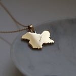 Kashmir country map necklace 18k gold plated on stainless steel 