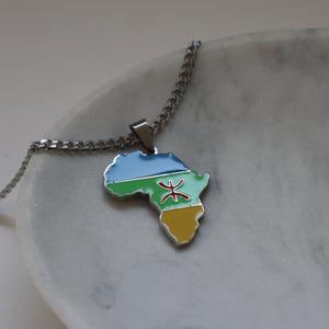 mens amazigh flag necklace in africa shape stainless steel