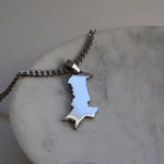 Men's Pakistan country map necklace silver plated on stainless steel