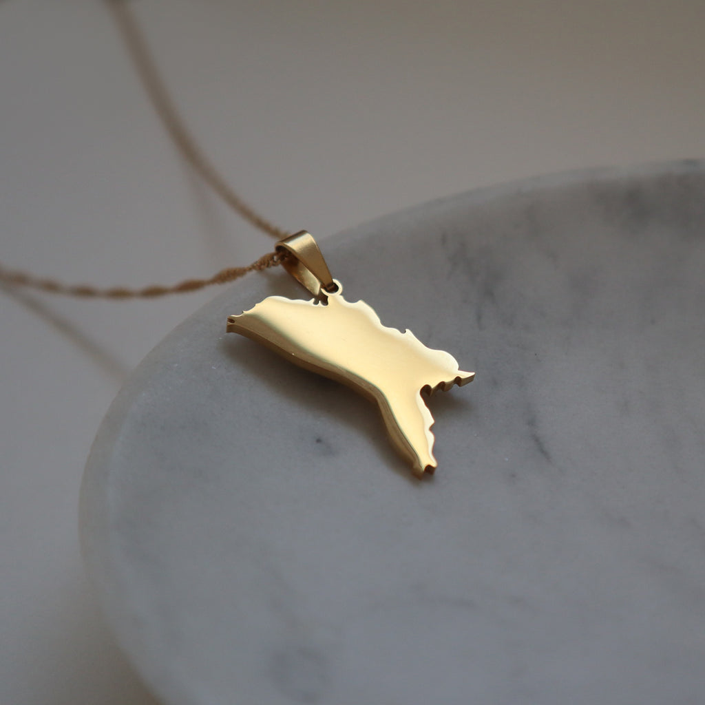 moldova map necklace 18k gold plated on stainless steel