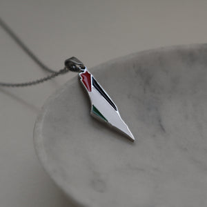 palestine flag necklace silver plated on stainless steel material