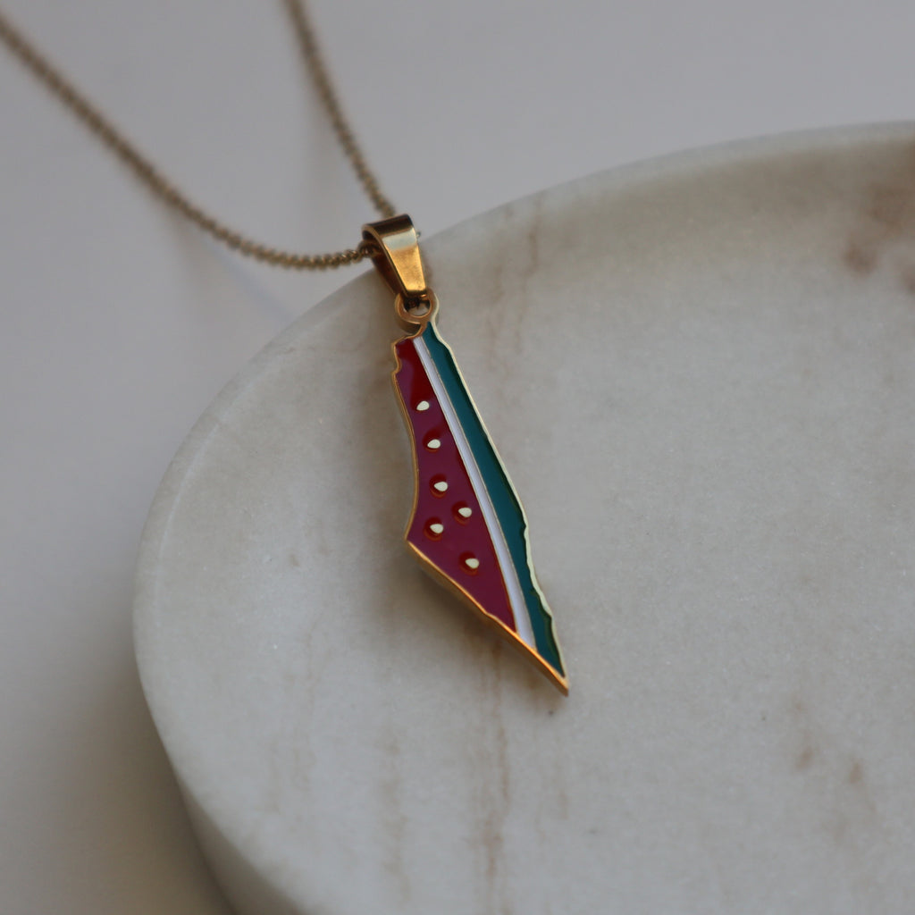 Palestine watermelon necklace 18k gold plated on stainless steel