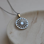 Romani gypsy roma wheel necklace silver plated on stainless steel