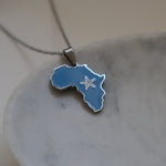 Somalia flag necklace africa silver plated on stainless steel