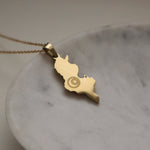 Tunisia country map necklace 18k gold plated stainless steel