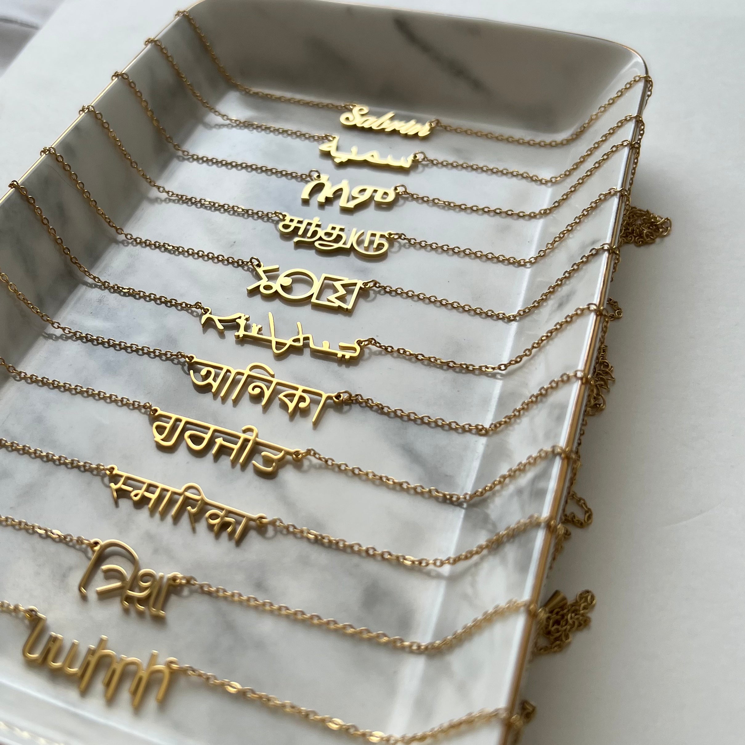 Name necklace in different languages deals