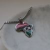 Mens libya africa necklace silver plated on stainless steel