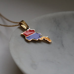 Armenia flag necklace 18k gold plated stainless steel 