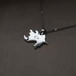 Azerbaijan map necklace with 8 pointed star silver plated on stainless steel