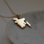 Bangladesh map necklace 18k gold plated on stainless steel