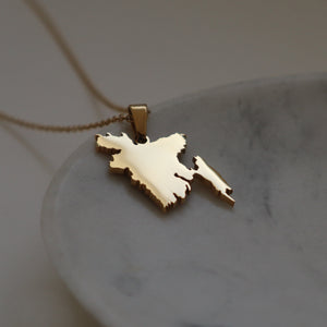 Bangladesh map necklace 18k gold plated on stainless steel