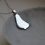 Barbados city map necklace silver plated on stainless steel