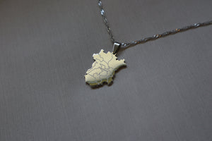 chechnya map necklace silver plated on stainless steel