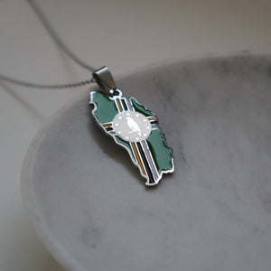 Dominica flag necklace silver plated on stainless steel