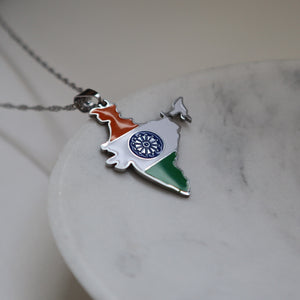 India flag necklace silver plated on stainless steel