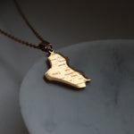 Iraq country map necklace 18k gold plated on stainless steel