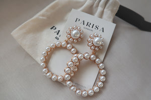 Gold Plated and pearl hoop earrings 