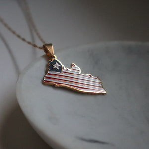 Liberia flag necklace 18k gold plated on stainless steel