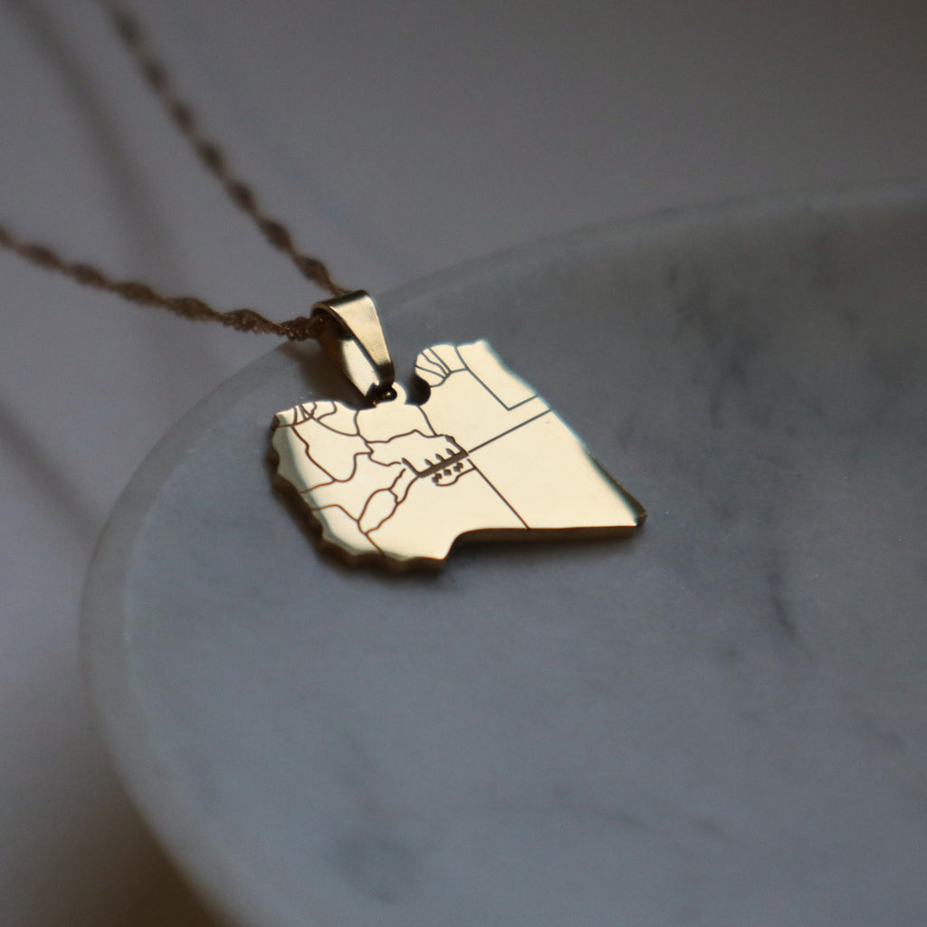 Libya map necklace 18k gold plated on stainless steel