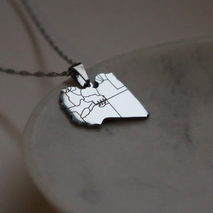 Libya map necklace silver plated on stainless steel