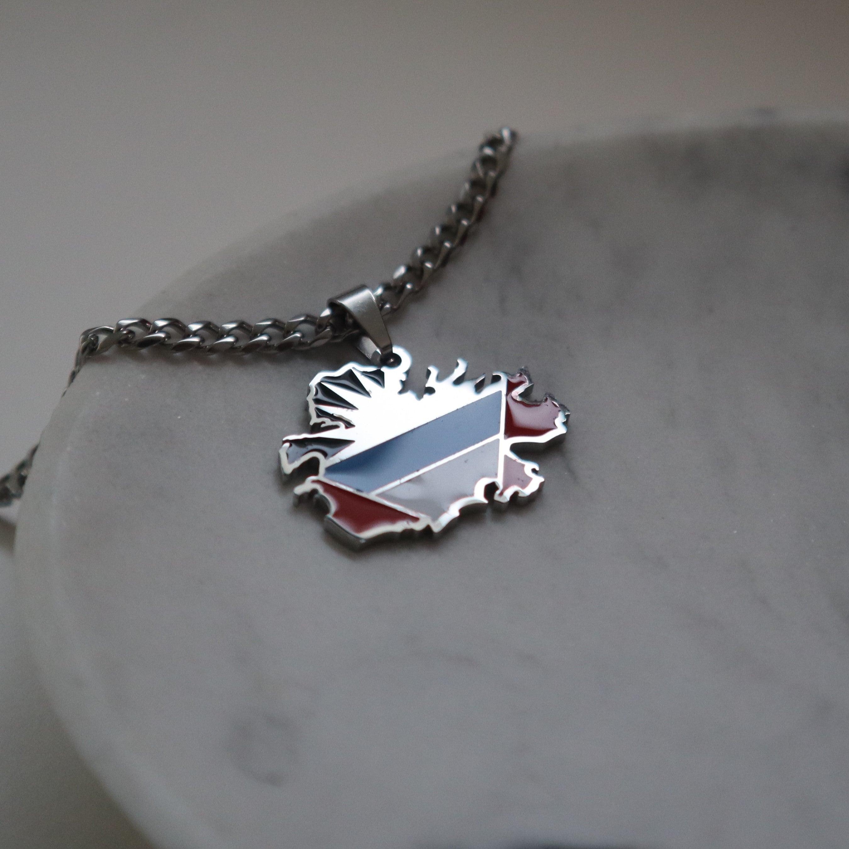 Antigua flag necklace silver plated on stainless steel