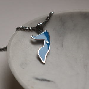 Men's Somalia flag necklace silver plated in stainless steel