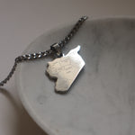 Mens syria map necklace silver plated on stainless steel