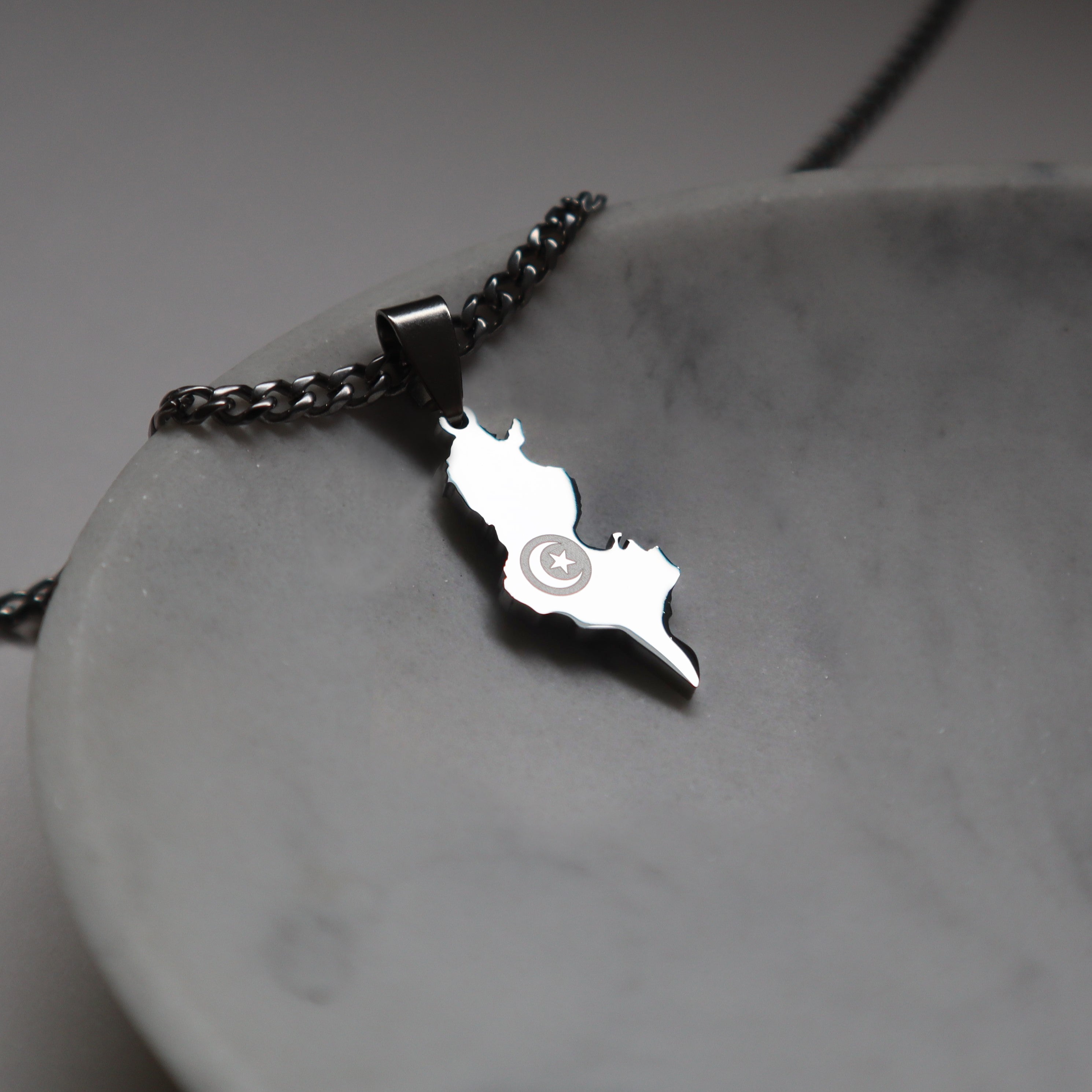 Mens Tunisia flag necklace stainless steel 