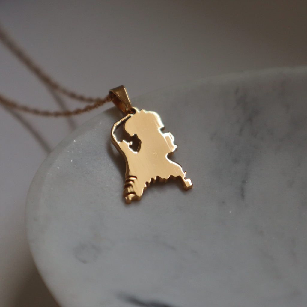 Netherlands map necklace 18k gold plated stainless steel