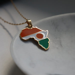 Niger flag necklace 18k gold plated on stainless steel