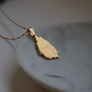 Saint lucia map necklace 18k gold plated on stainless steel