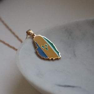Saint vincent flag necklace 18k gold plated on stainless steel