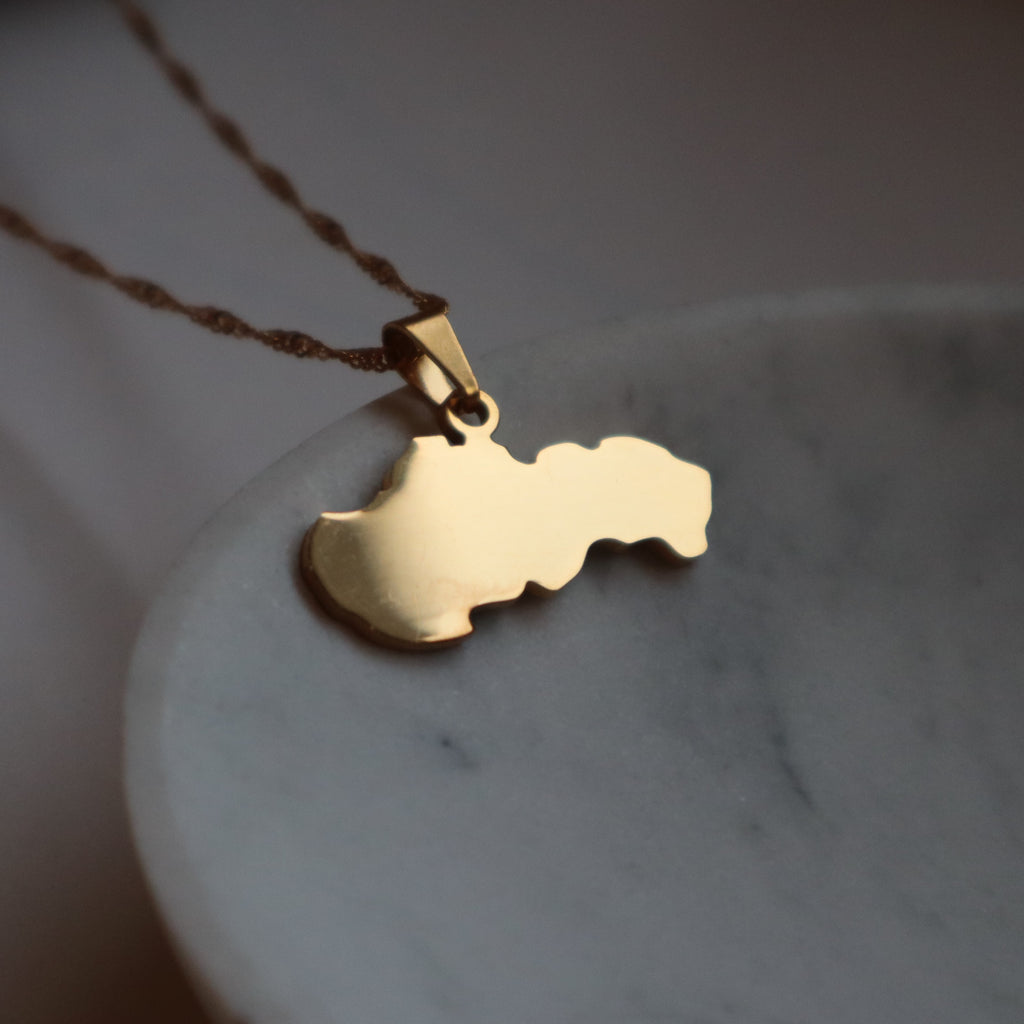 Slovakia map necklace 18k gold plated on stainless steel