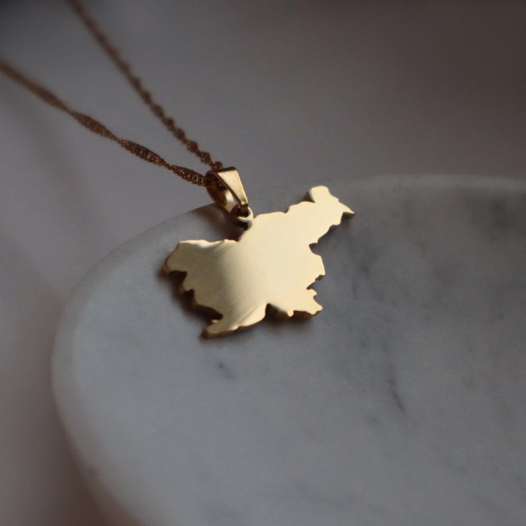 Slovenia map necklace 18k gold plated on stainless steel