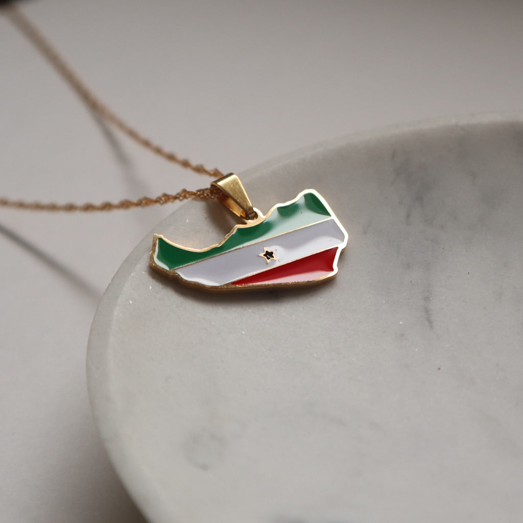 Somaliland flag necklace 18k gold plated on stainless steel