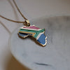 South Africa flag necklace 18k gold plated on stainless steel