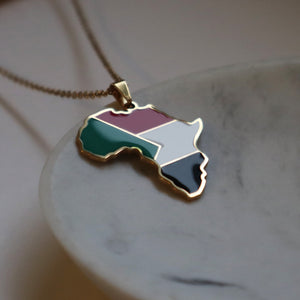 Sudan flag necklace 18k gold plated on stainless steel