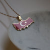 Turkey flag necklace 18k gold plated on stainless steel