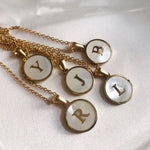 Pearl Initial Necklace - Circle