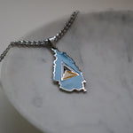 Saint lucia flag necklace silver plated on stainless steel