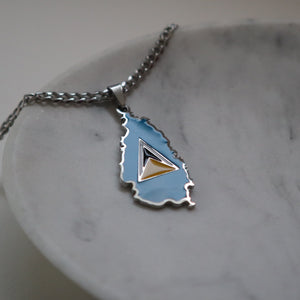 Saint lucia flag necklace silver plated on stainless steel